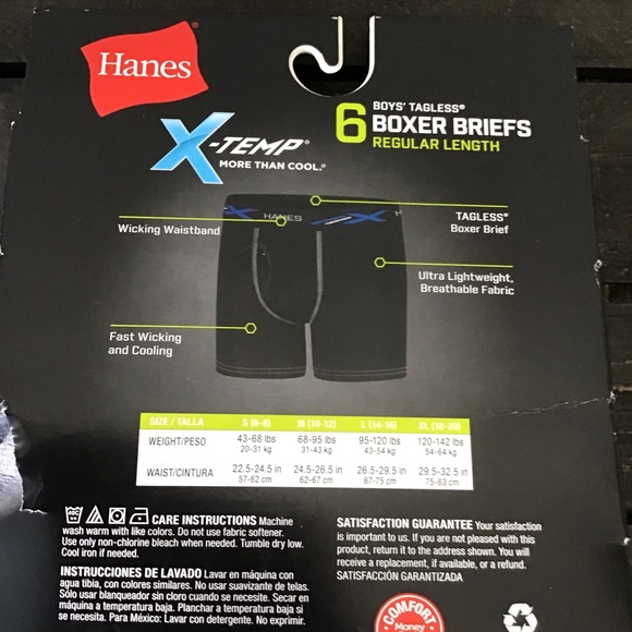 Hanes Lightweight Boys’ Tagless 4 Boxer Briefs - Picture 6 of 6